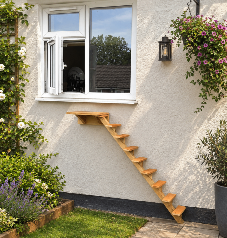Wooden Cat Ladder and Shelf 