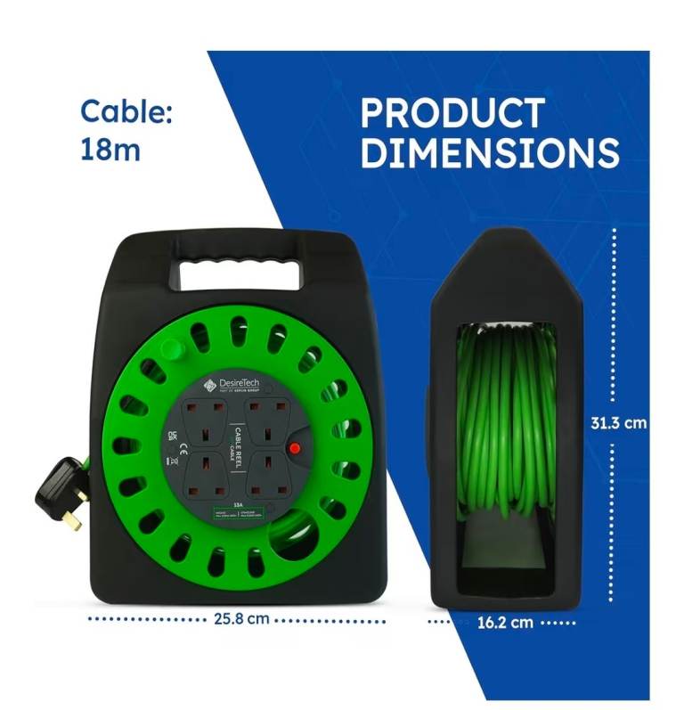 A new 18metre extension cable reel 31A  240v.