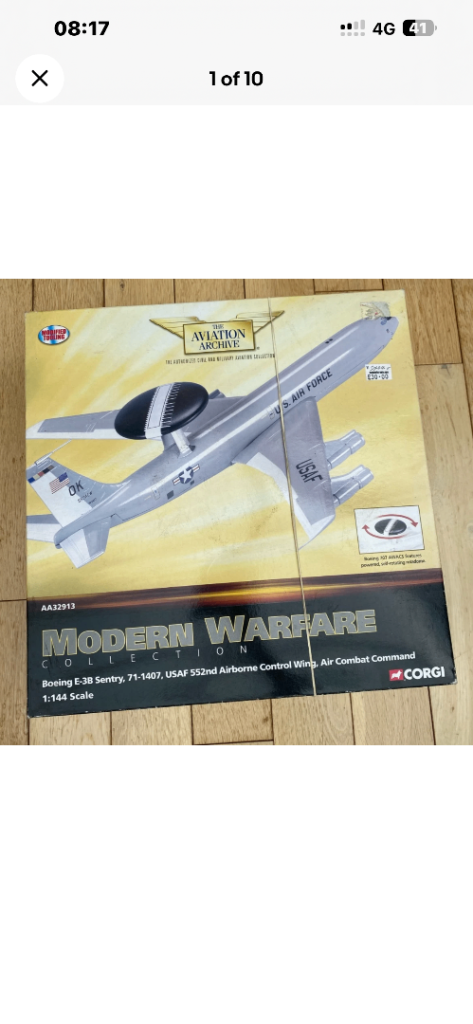 L259B Corgi diecast model aeroplane AA32913 - Boeing E-3B Sentry, 71-1407 - 1/144