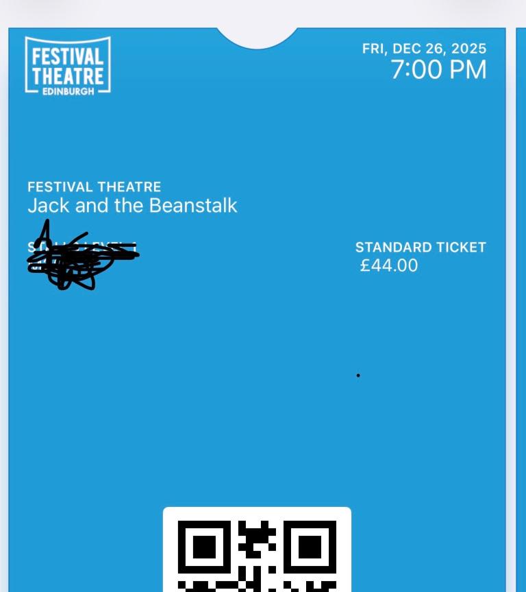 2 x panto tickets for Jack and the beanstalk 