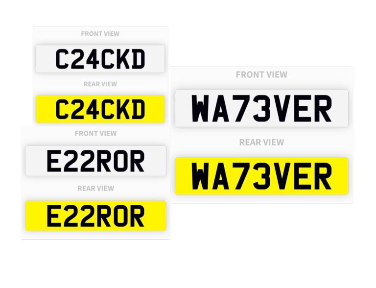 3 Private / Cherished Registration Plate Group Sale - WA73VER / E22ROR / C24CKD