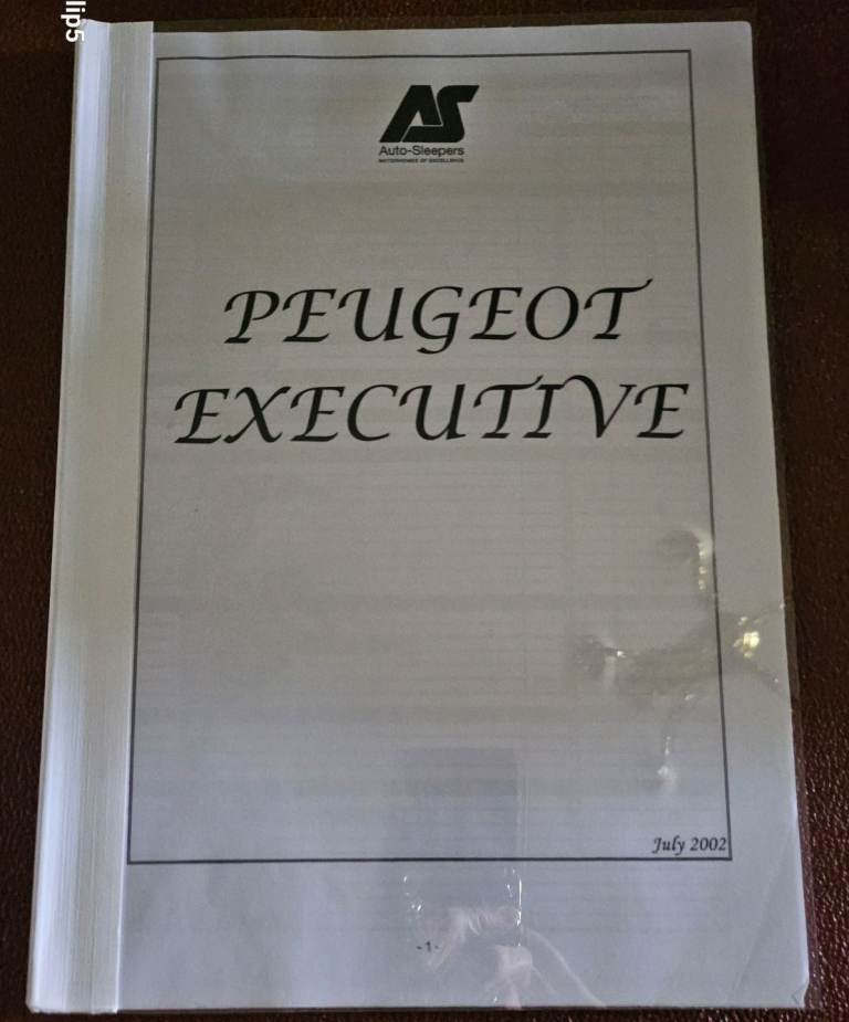 Instruction Manual Autosleeper Executive Peugeot July 2002