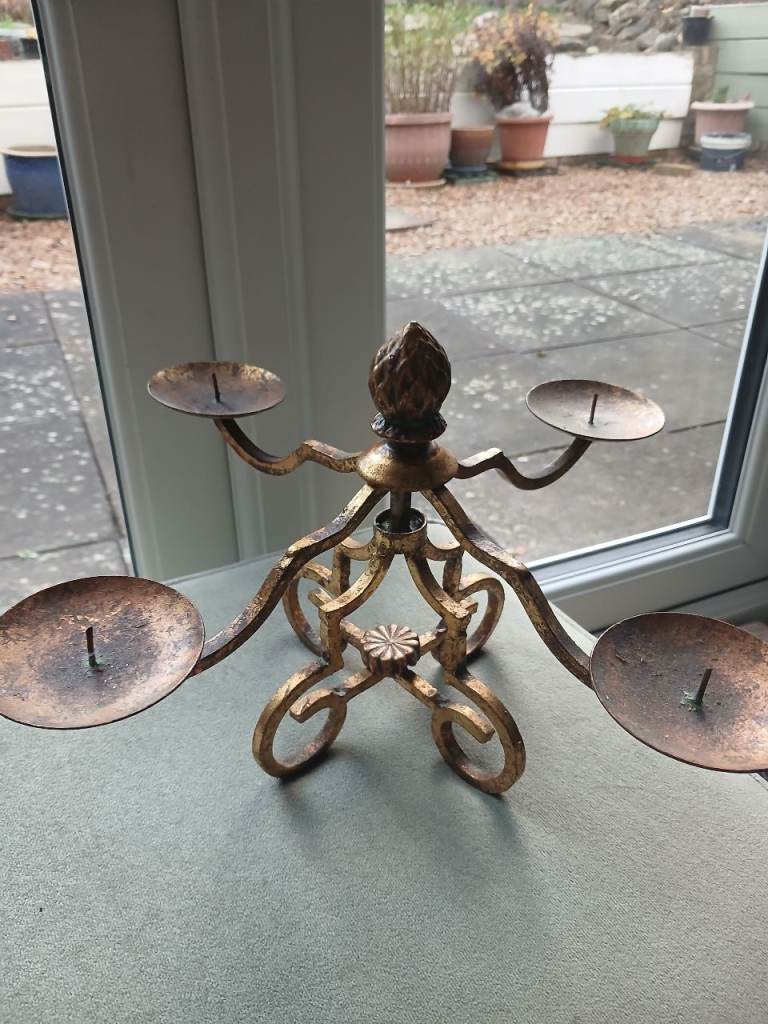 gold  four candle candelabra 