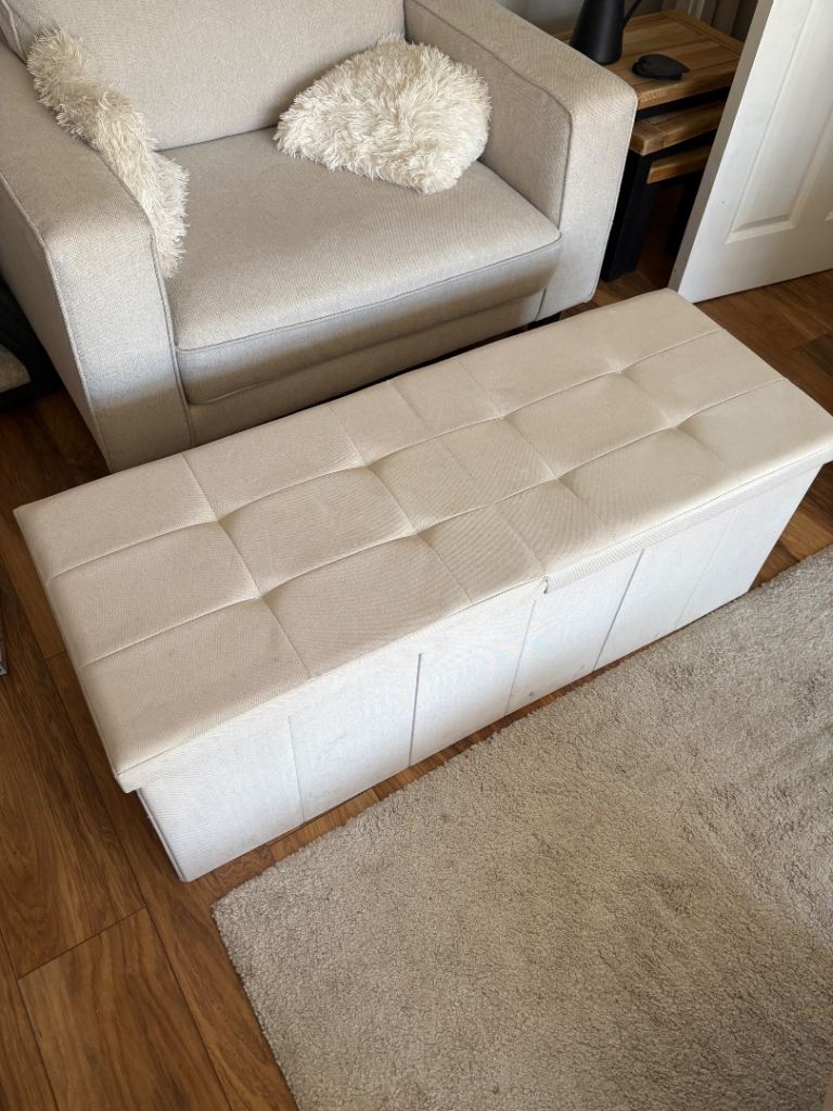 Cream/Beige Storage Ottoman