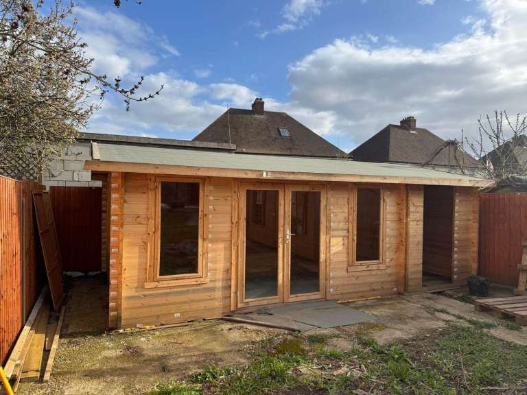 Large Timber Garden Office / Summer House / Log Cabin For Sale