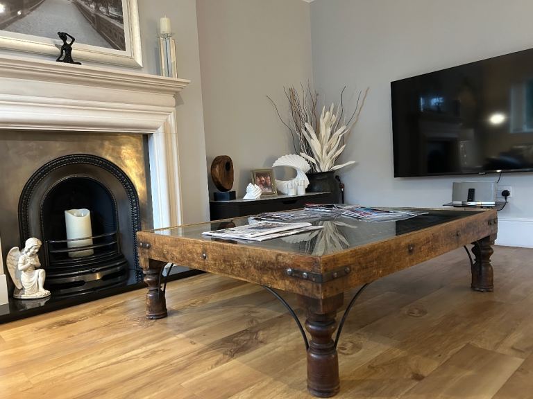 Solid Wood & Steel Industrial Coffee Table