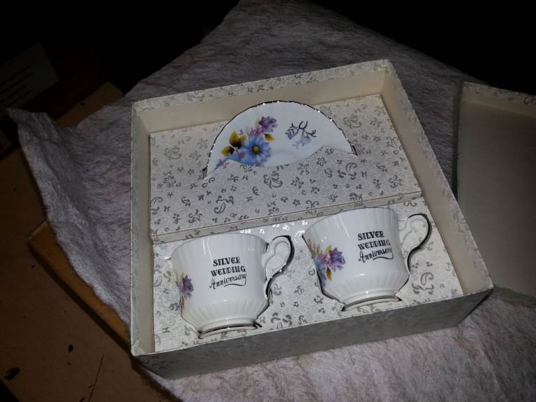 Silver wedding cup & saucer set