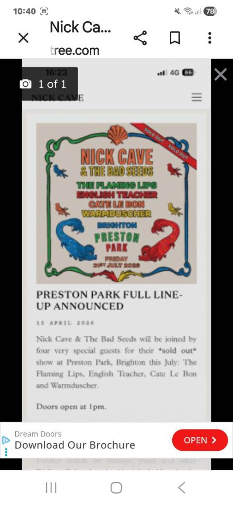 Nick Cave 1 Ticket