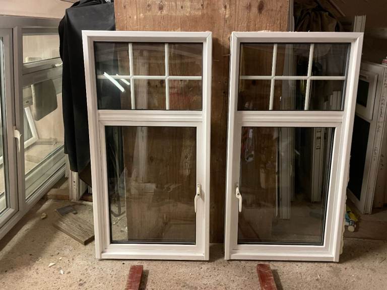 H 126.5 x W 66 cm - MATCHING PAIR - £80 EACH - MODERN ALUMINIUM DOUBLE GLAZED GEORGIAN WINDOWS