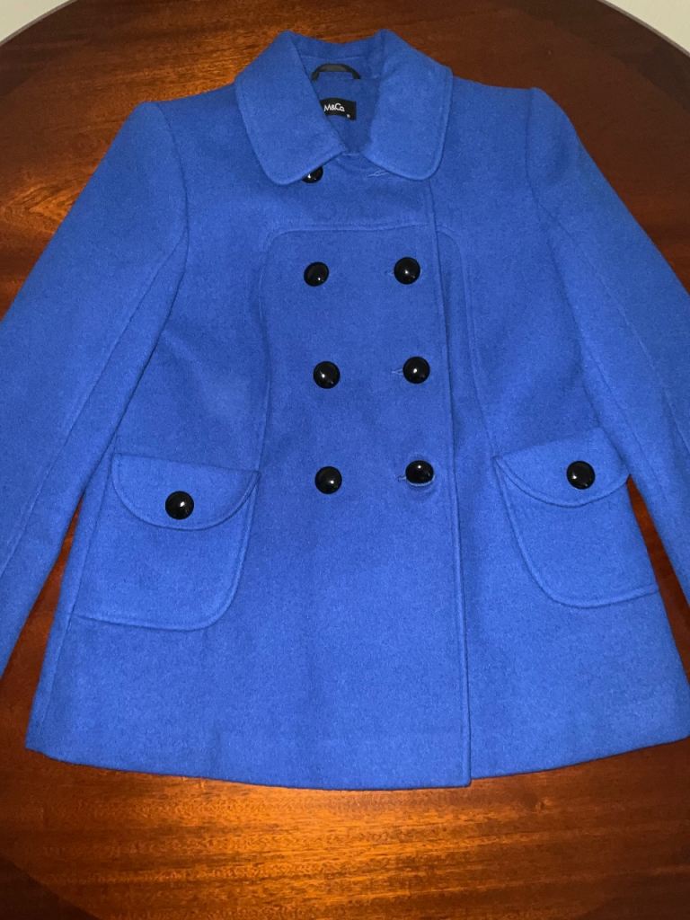 Bright Blue Women's Peacoat Style Jacket – Excellent Condition 