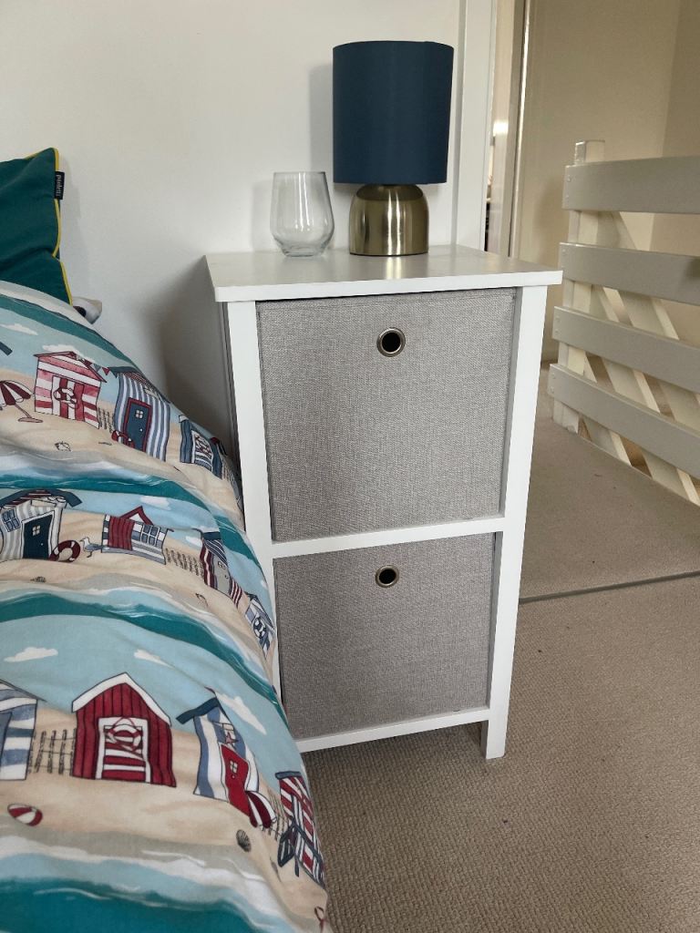 Selling due to move bedside cabinet with canvas drawers