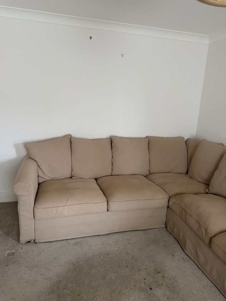 Large Beige Corner Sofa - good Condition, Fabric