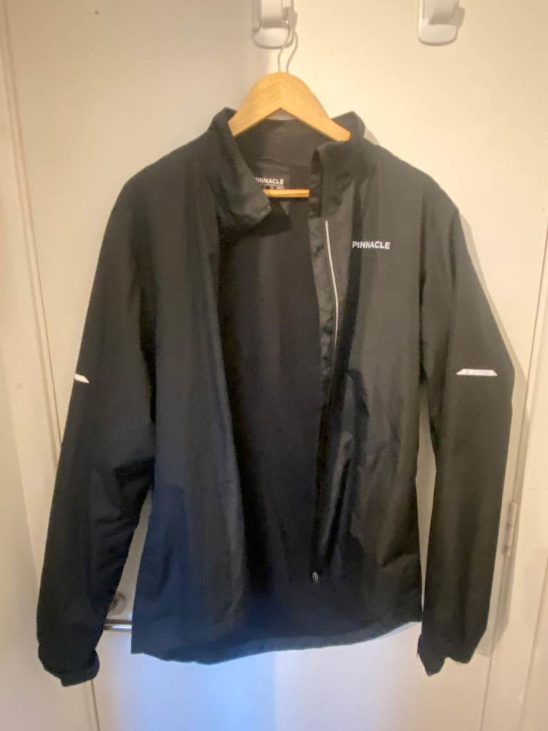Pinnacle Men’s Windbreaker Jacket UK XL Black Lightweight Running Cycling Reflective