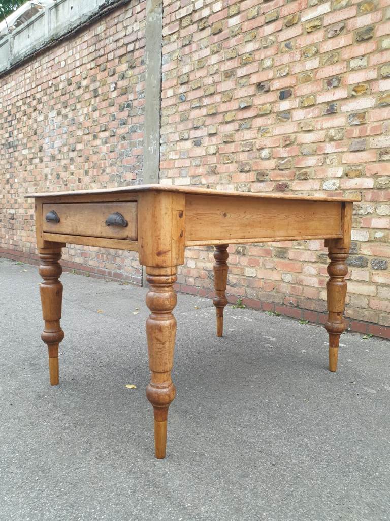  Antique Early Victorian Solid Stripped Wood Farmhouse Country Table