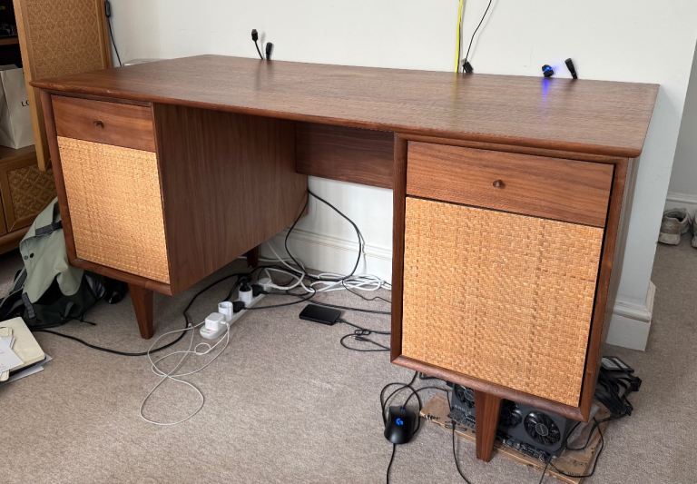 La Redoute Dalqui Vintage Walnut Desk with Double Cabinets