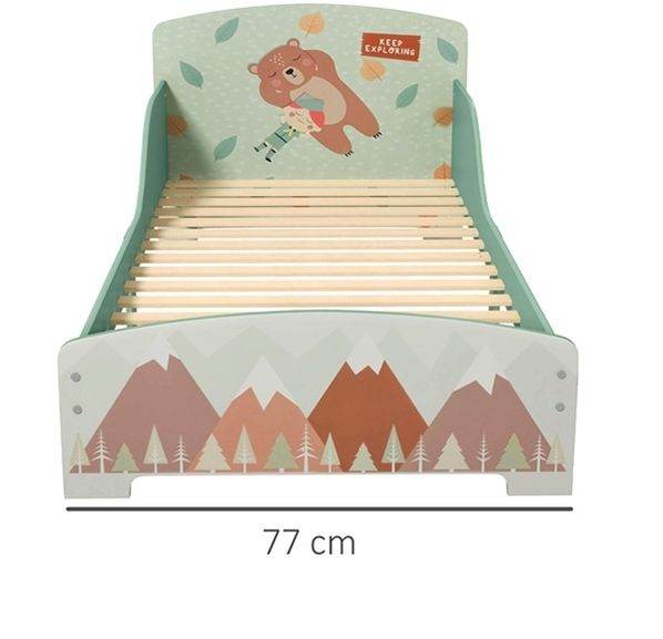 Kids Wooden Bed with Slats – Green, Good Condition
