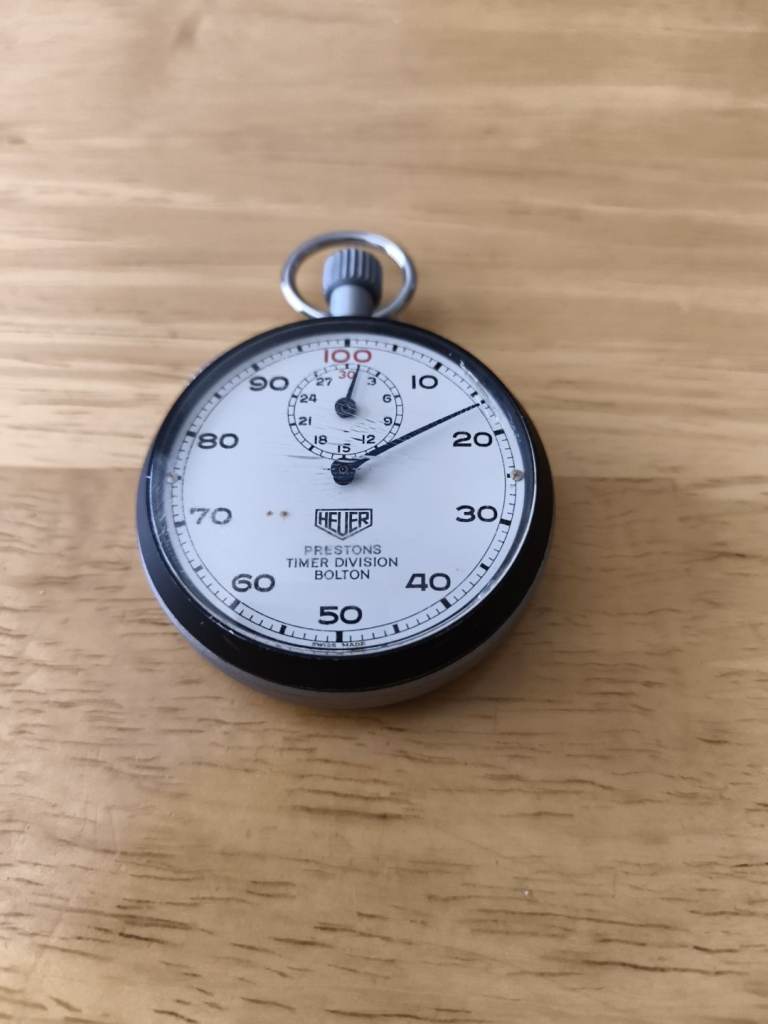 Heuer pocket stop watch Preston timing division bolton vgc