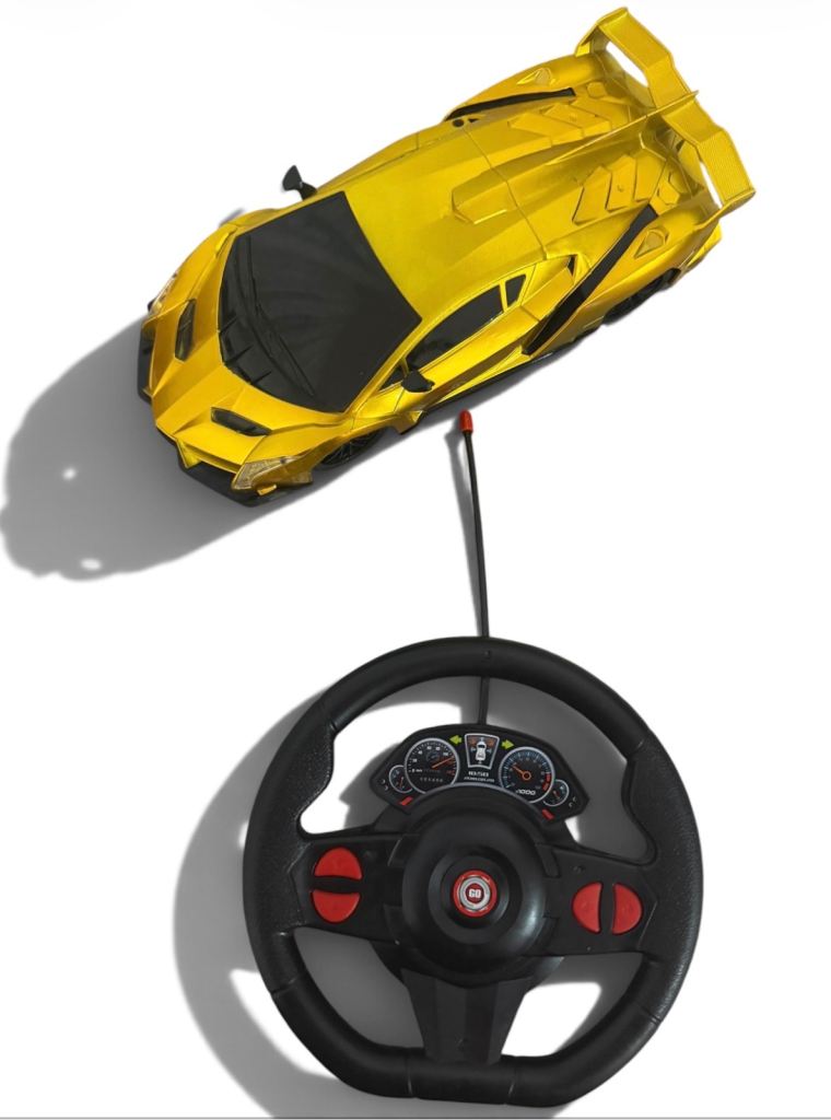 Yellow Remote Control Sports Car with Steering Wheel Controller