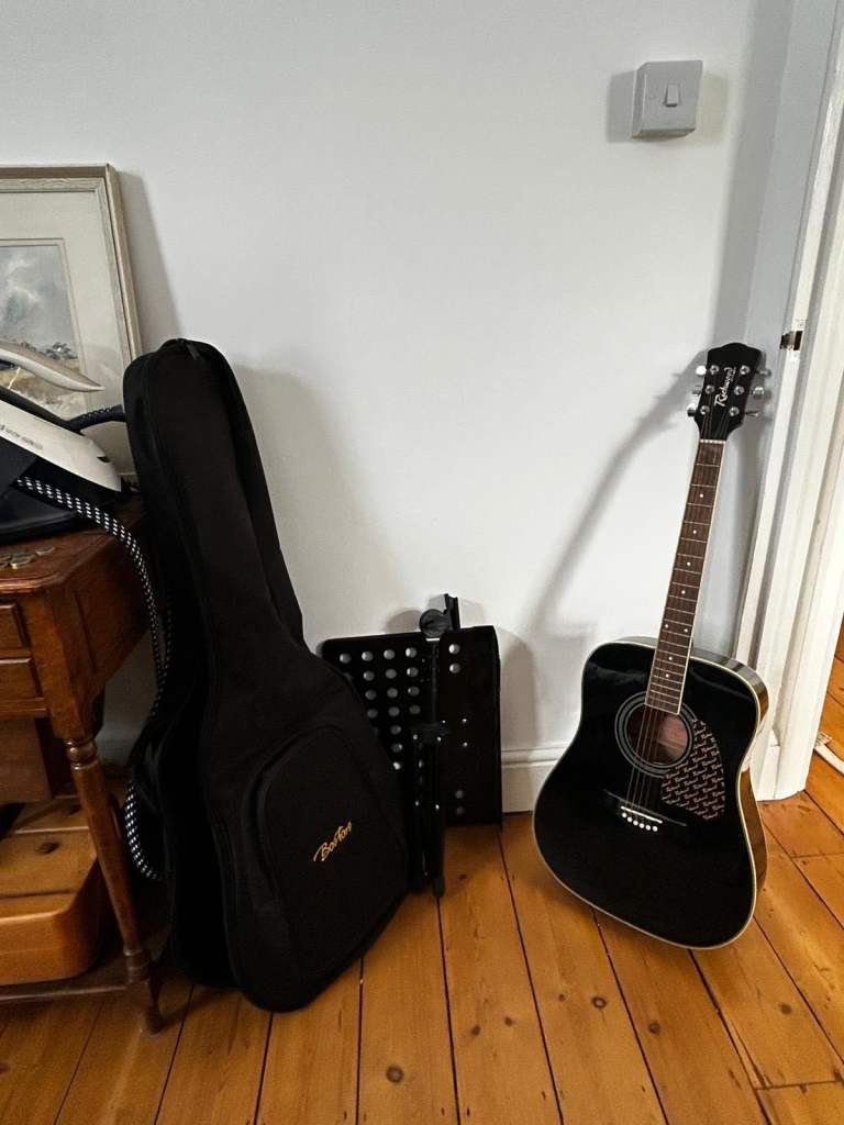 Richwood RD-16-BK Artist Series Acoustic Guitar – Black Dreadnought + Padded Gig Bag