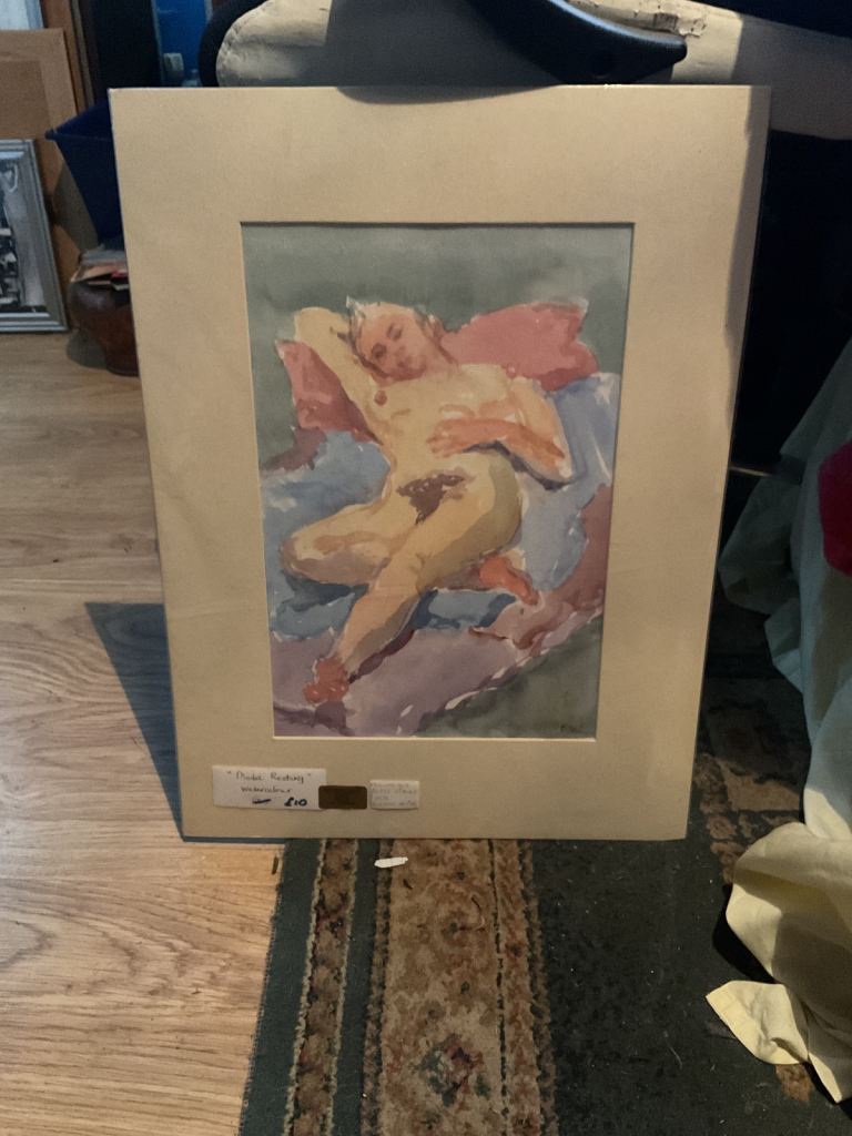 “Model Resting” Watercolour By Betty Wright (Suffolk Artist)