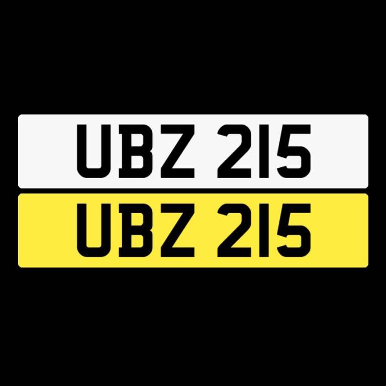 UBZ 215 - Dateless 3 digit NI Number Plate.