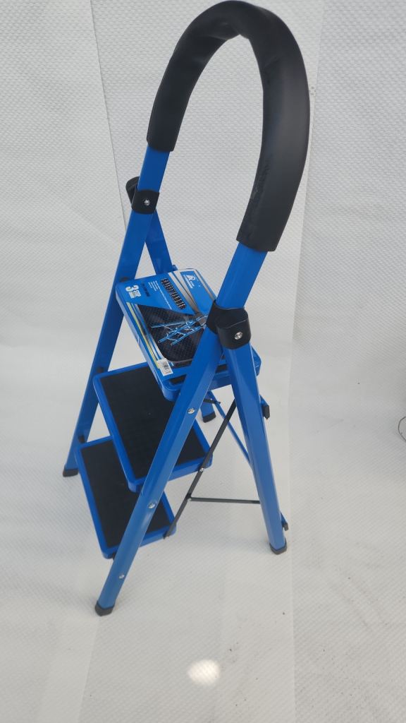 New Blue 3-Step Ladder with Padded Handle