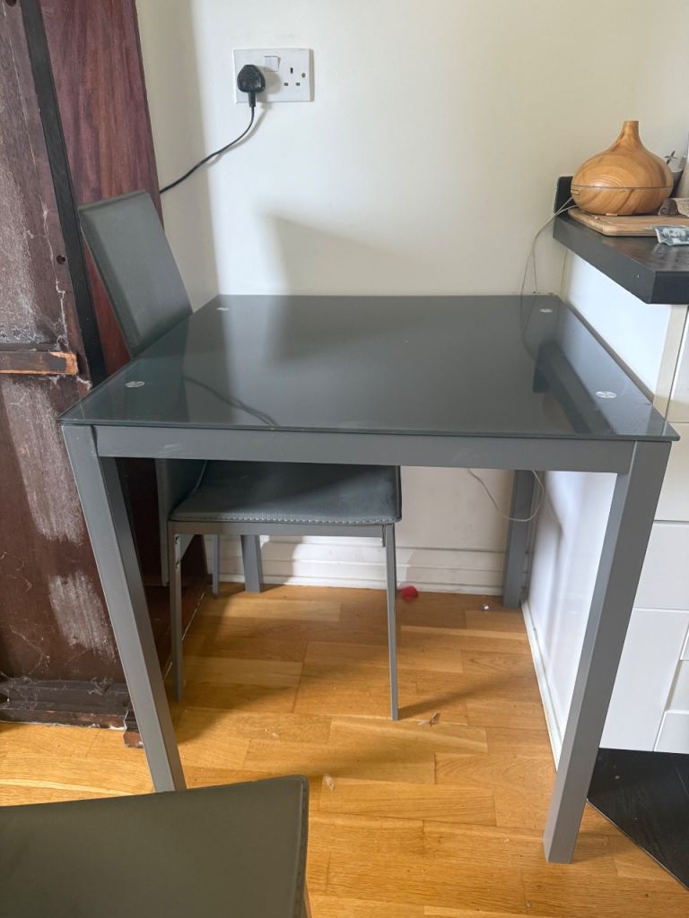 FREE - Grey dining room table and chairs 