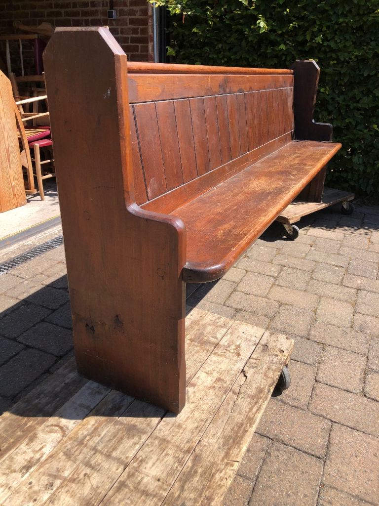 ANTIQUE CHURCH PEW. Delivery poss. Smaller pew, chapel chairs & monks bench also for sale.