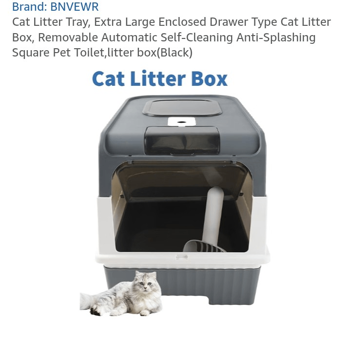 BNVEWR Extra Large Enclosed Cat Litter Box with Scoop
