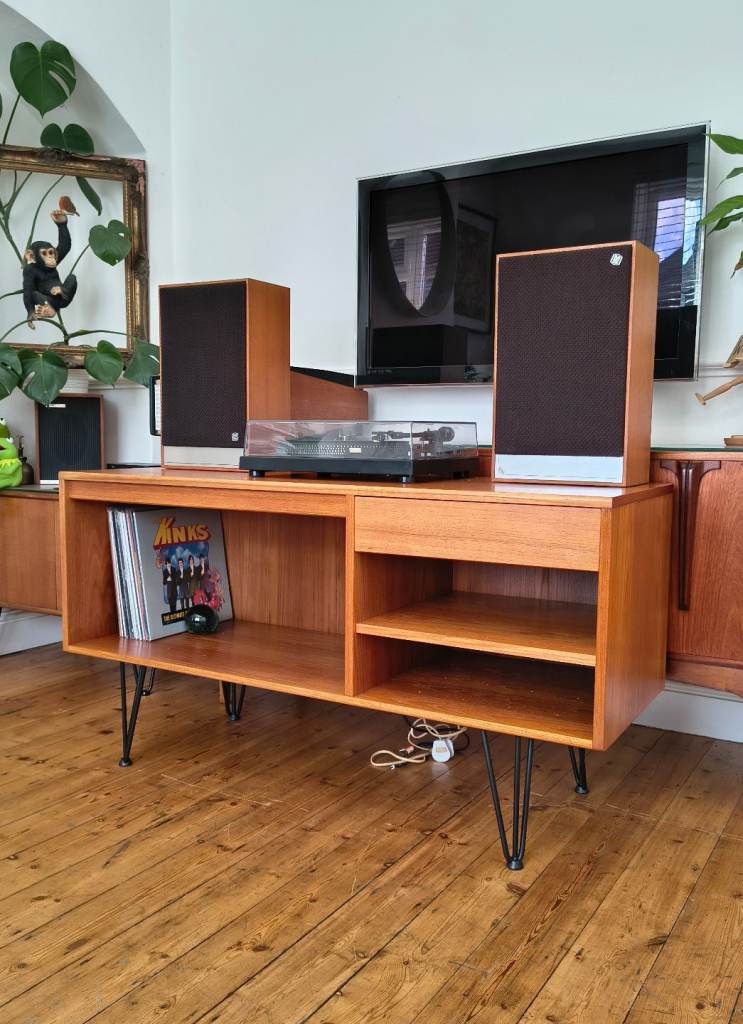 Mid century Vintage G Plan fresco teak record storage cabinet sideboard
