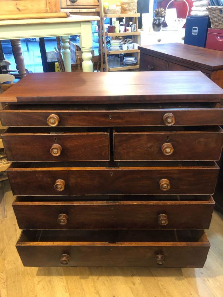 Victorian Antique Mahogany Chest of drawers Commode dresser 6 Drawers Chiffonier