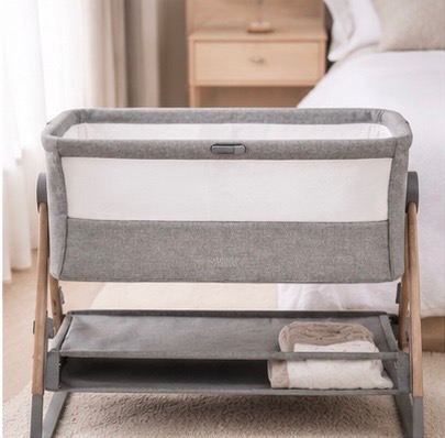 Mamas & Papas Lua Bedside Crib – White & Grey