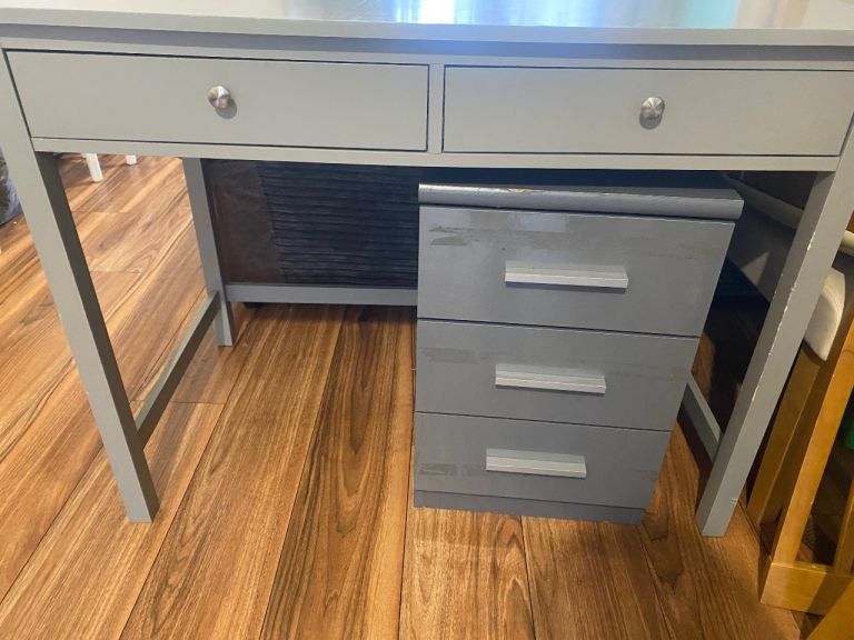 Grey desk and drawers 