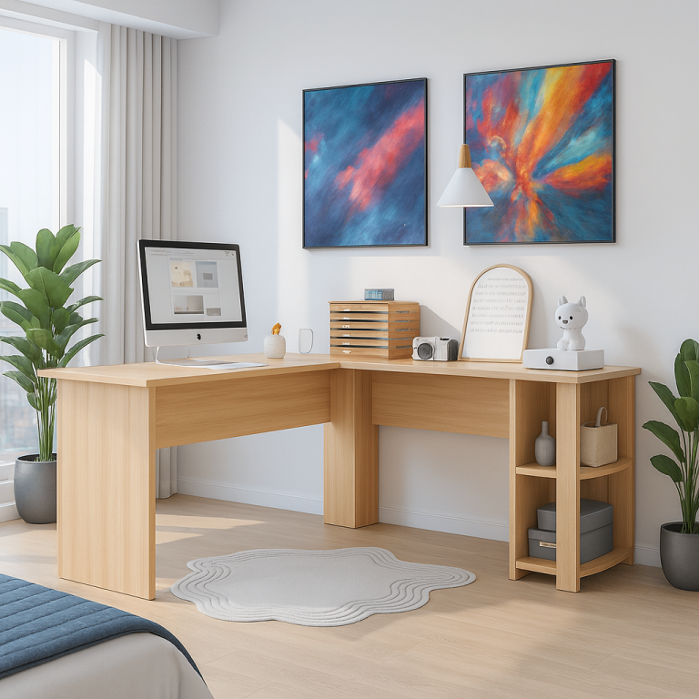 Oak coloured Corner Computer Desk - Perfect for Home Office