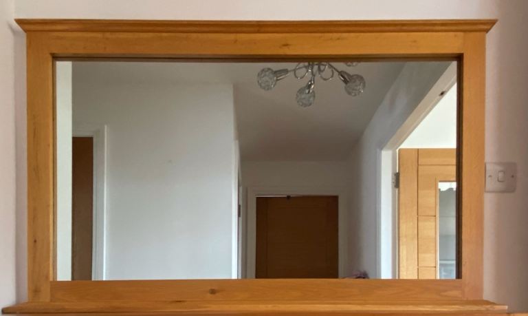 Large Light Oak Mission Mirror