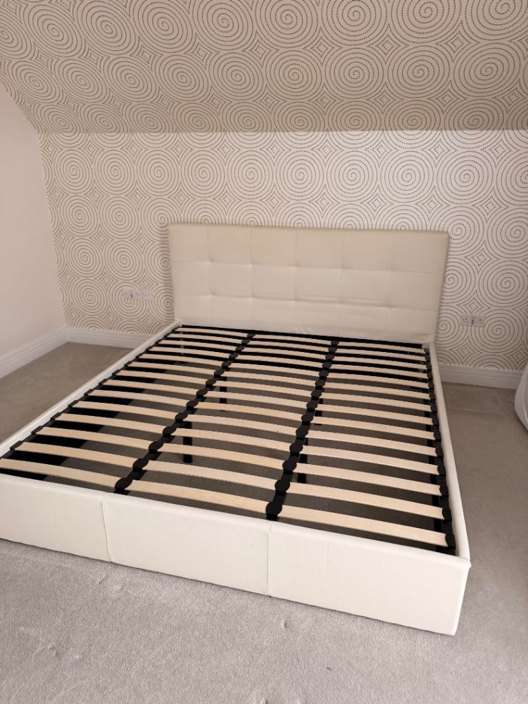 Leather Bed Frame (Cream) - Superking