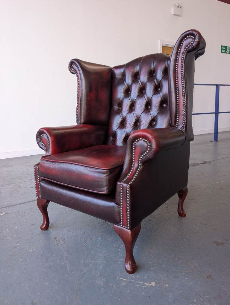 Leather chesterfield wing back chair delivery 