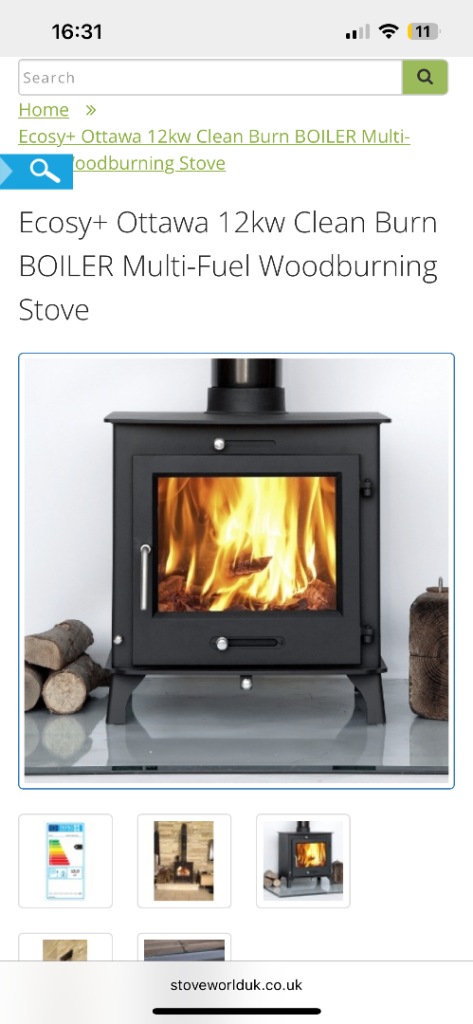 NoW rEdUcEd BRAND NEW 12kW wood burning boiler stove