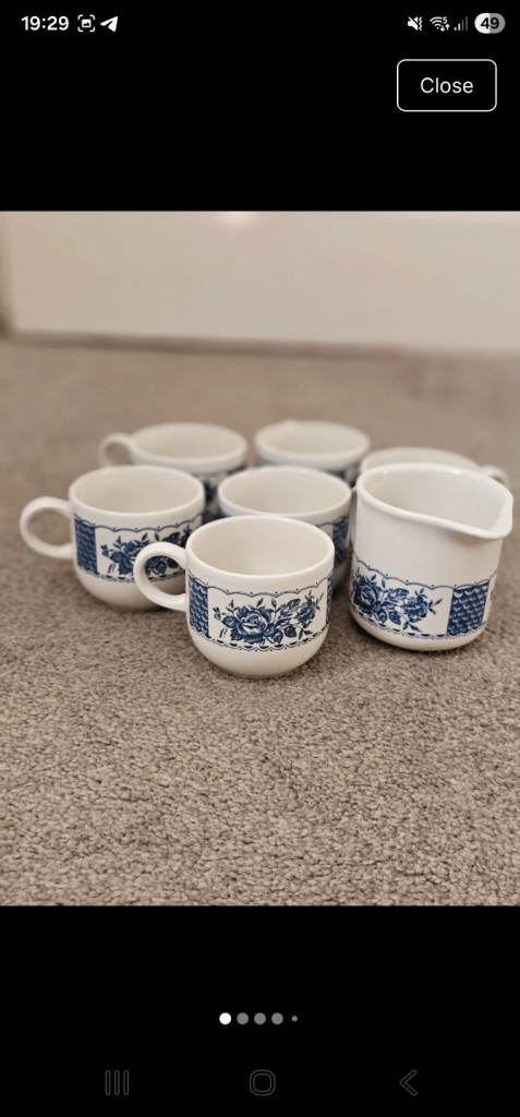 Set Of 7 Staffordshire Tab|eware FIoral Cup Mug