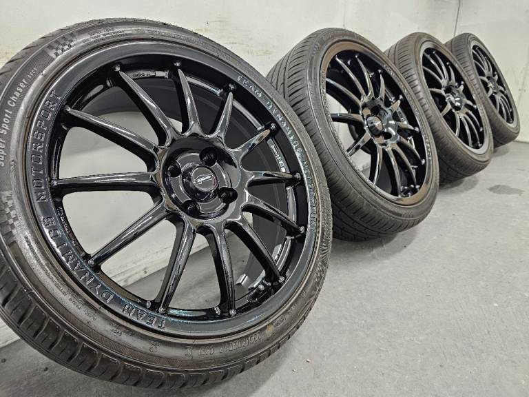 17" 4x100 Team dynamics Pro race 1.2 Alloy wheels REFURBISHED Tyres Corsa Mx5 Civic Mini Black