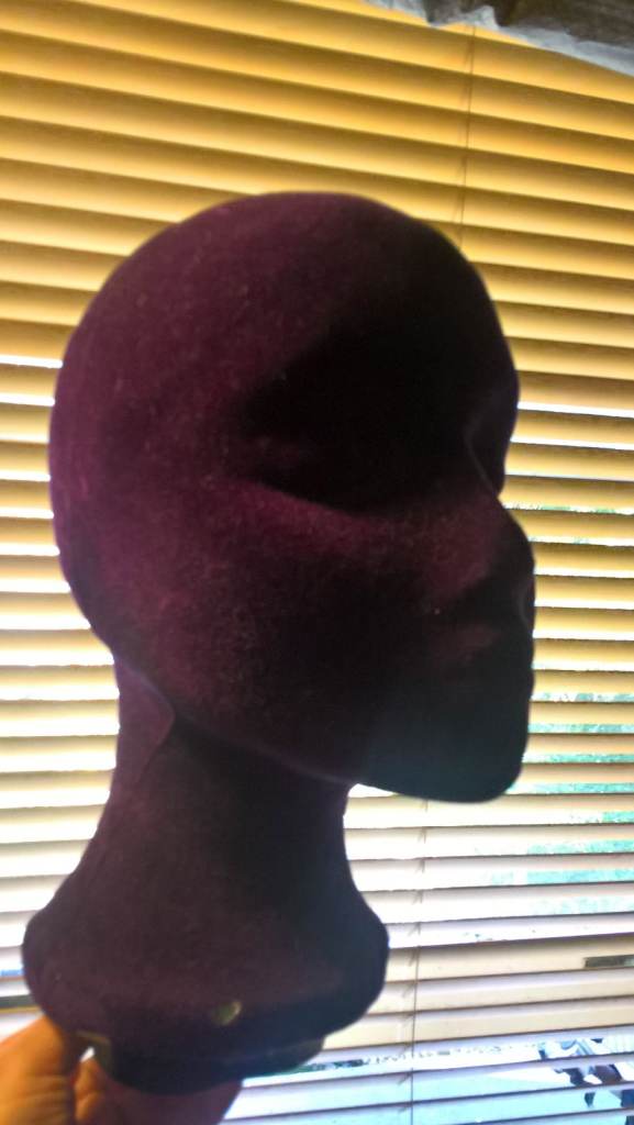 Flocked polystyrene display head for wigs or hats