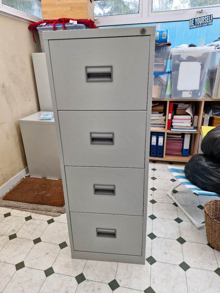Light Grey Four Draw Filing Cabinet