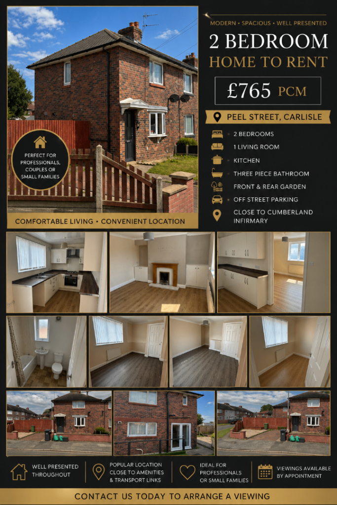 2 bed rental peel street Carlisle 