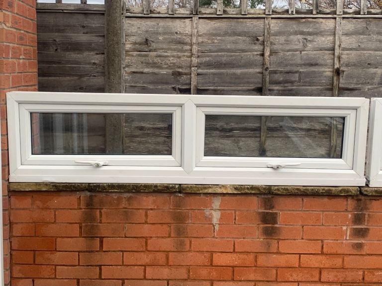 UPVC DOUBLE GLAZED WINDOWS X 2 IDENTICAL BOTTOM OPENERS 177.5cm WIDE 45cm HIGH