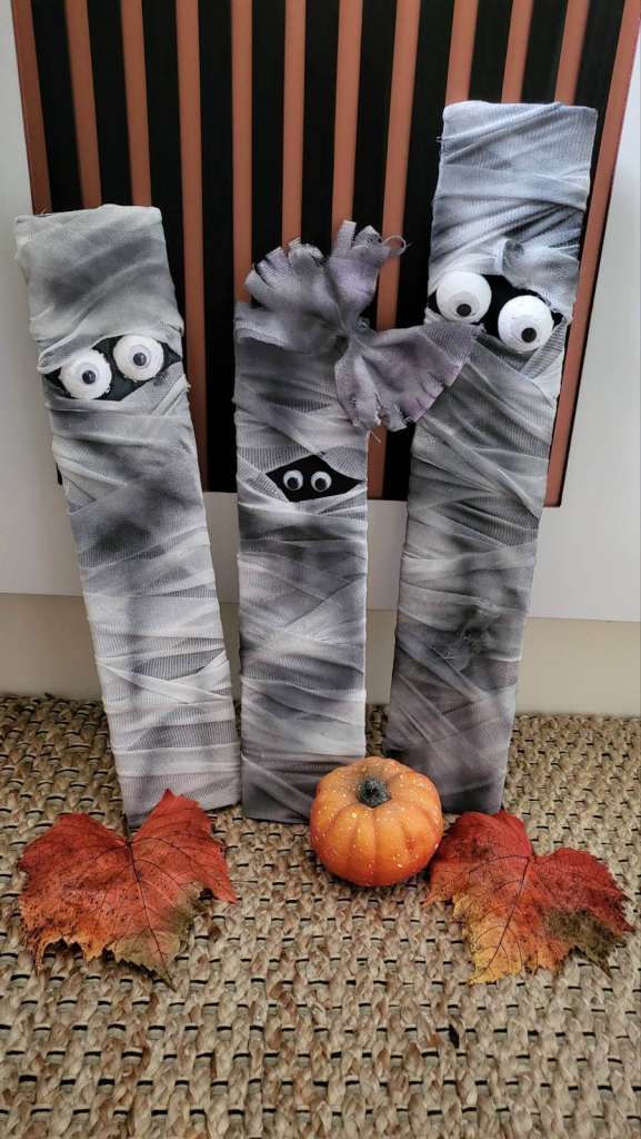 Hand made Halloween Mummy Decorations - Set of 3