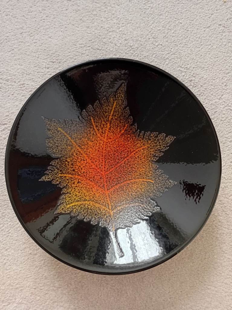 Poole Pottery Decorative Ceramic Bowl with Autumn Leaf Design - As new