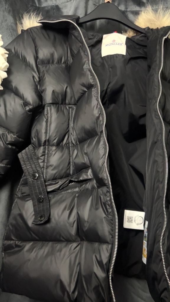 Moncler Puffer Coat Black with Fur Hood Trim