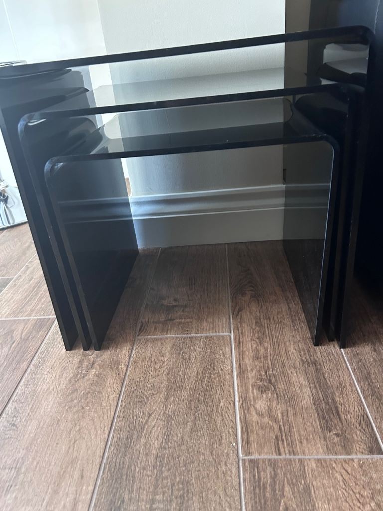 Black Acrylic/pkastic Nest of Tables – 3 Piece Set, Good Condition