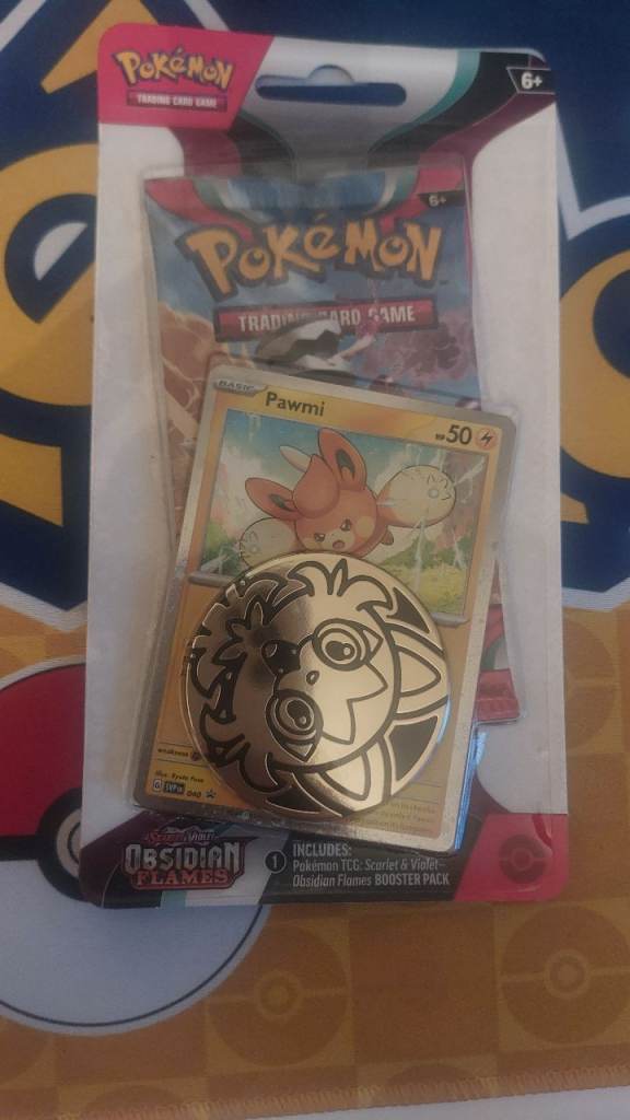 Sealed Pokemon TCG Obsidian Flames Booster Pack with Pawmi Card & Coin