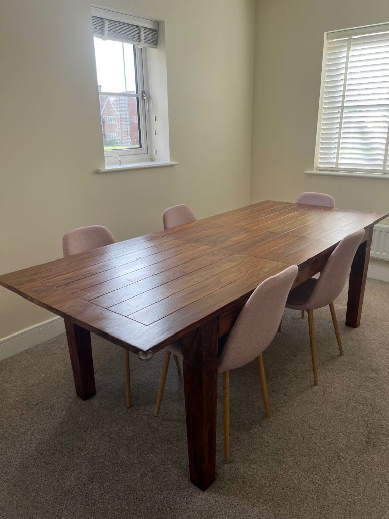 Elegant sleeper wood extendable dining table 